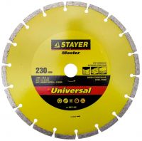 Круг отрезной алмазный STAYER "MASTER" сегментный, сухая резка, 22,2х230мм 36671-230