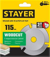 Диск пильный для УШМ 3 резца Ø 115 мм WOODCUT STAYER 36854-115, фото 2