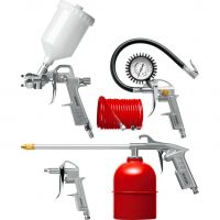 Набор пневматический универсальный: краскораспылитель с верхним бачком, пистолеты, пневмошланг, 5 предметов STAYER 06488-H5_z01