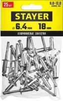 Алюминиевые заклепки Pro-FIX, 6.4 х 18 мм, 25 шт., STAYER Professional 3120-64-18, фото 2